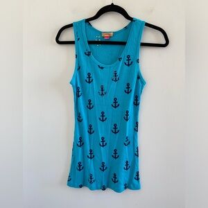 Primp Y2K Blue Rhinestone Anchor Tank Top Size Medium